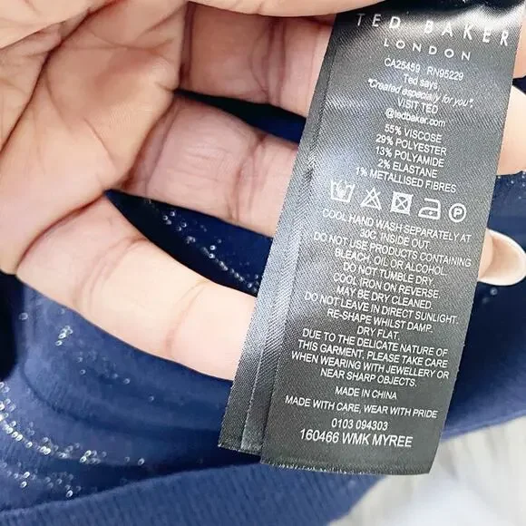 Ted‎ Baker Women's Myree Pullover Metallic Striped Jumper Sweater Size 12 - Picture 4 of 5